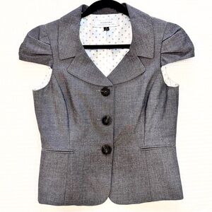 TAHARI, “CHARCOAL” CAP SLEEVE BUTTON UP VEST, WM’S SZ- 6